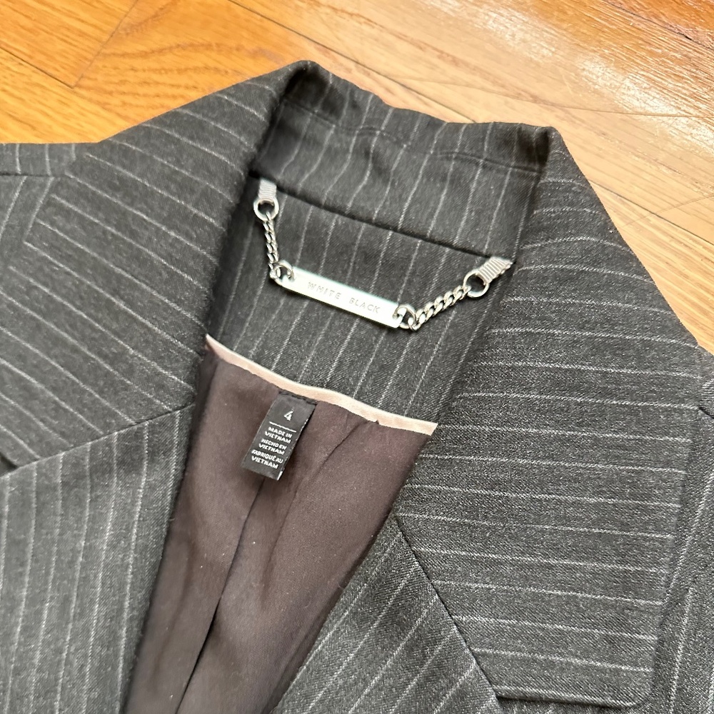 Grey striped pant and blazer suit
